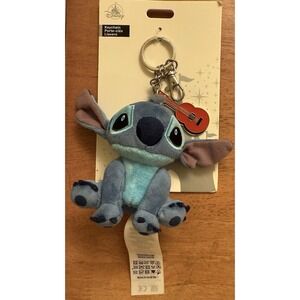 Disney Parks Bag Charm Keychain Plush Stitch &‎ Guitar
